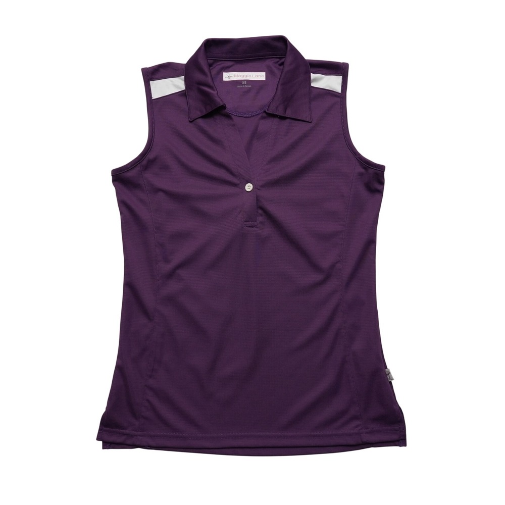 Maggie Lane Sleeveless Polo Women XS Purple Golf Tennis‎ Activewear V-Neck